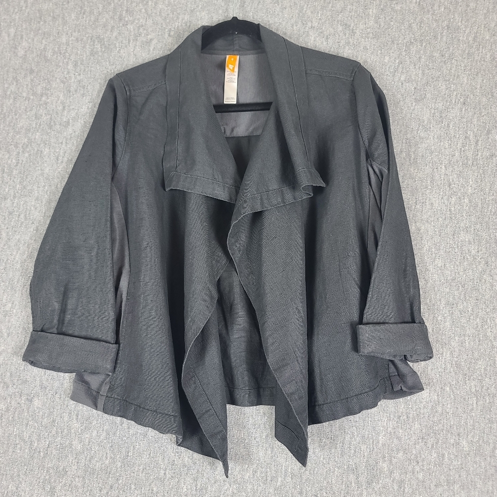 Lucy Linen Blend Open Jacket Waterfall Grey Med